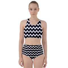 Wave Pattern Wavy Halftone Racer Back Bikini Set