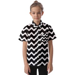 Wave Pattern Wavy Halftone Kids  Short Sleeve Shirt