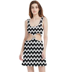 Wave Pattern Wavy Halftone Velour Cutout Dress by Maspions