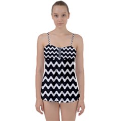 Wave Pattern Wavy Halftone Babydoll Tankini Set