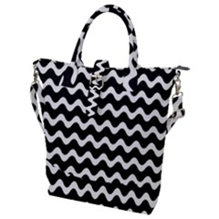 Wave Pattern Wavy Halftone Buckle Top Tote Bag