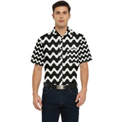 Wave Pattern Wavy Halftone Men s Short Sleeve Pocket Shirt 