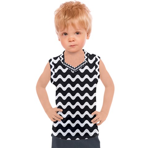 Wave Pattern Wavy Halftone Kids  Sport Tank Top by Maspions