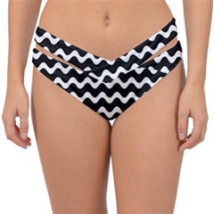 Wave Pattern Wavy Halftone Double Strap Halter Bikini Bottoms