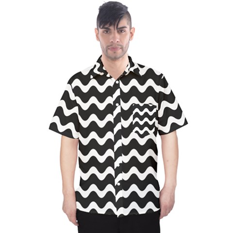 Wave Pattern Wavy Halftone Men s Hawaii Shirt by Maspions