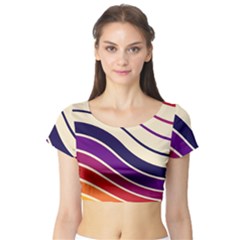 Angles Design Pattern Retro Short Sleeve Crop Top