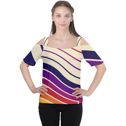 Angles Design Pattern Retro Cutout Shoulder T-shirt by Maspions