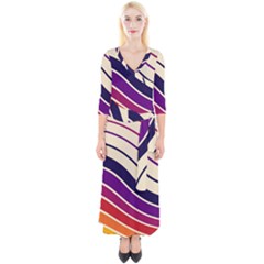 Angles Design Pattern Retro Quarter Sleeve Wrap Maxi Dress by Maspions