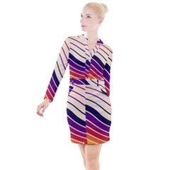 Angles Design Pattern Retro Button Long Sleeve Dress