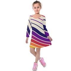 Angles Design Pattern Retro Kids  Long Sleeve Velvet Dress