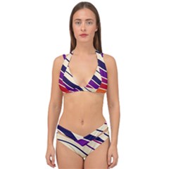 Angles Design Pattern Retro Double Strap Halter Bikini Set