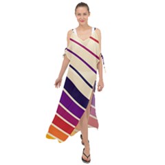 Angles Design Pattern Retro Maxi Chiffon Cover Up Dress