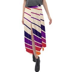 Angles Design Pattern Retro Velour Split Maxi Skirt