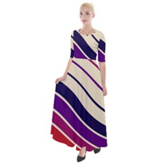 Angles Design Pattern Retro Half Sleeves Maxi Dress by Maspions