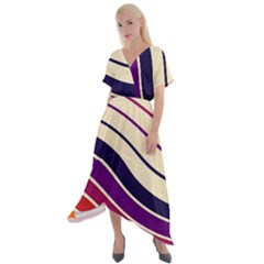 Angles Design Pattern Retro Cross Front Sharkbite Hem Maxi Dress by Maspions