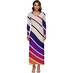 Angles Design Pattern Retro Long Sleeve Longline Maxi Dress by Maspions