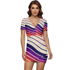 Angles Design Pattern Retro Low Cut Cap Sleeve Mini Dress