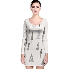 Christmas Tree Trees Nature Long Sleeve Velvet Bodycon Dress