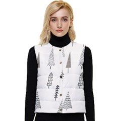 Christmas Tree Trees Nature Women s Button Up Puffer Vest