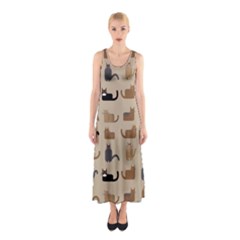 Cat Pattern Texture Animal Sleeveless Maxi Dress