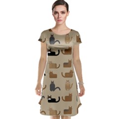 Cat Pattern Texture Animal Cap Sleeve Nightdress