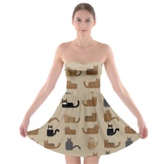 Cat Pattern Texture Animal Strapless Bra Top Dress