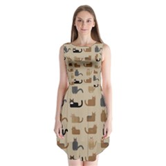 Cat Pattern Texture Animal Sleeveless Chiffon Dress  