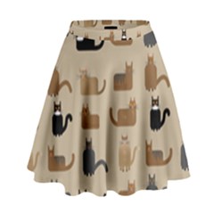 Cat Pattern Texture Animal High Waist Skirt