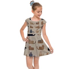 Cat Pattern Texture Animal Kids  Cap Sleeve Dress