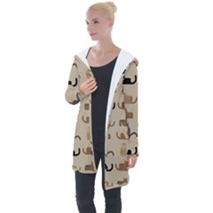 Cat Pattern Texture Animal Longline Hooded Cardigan