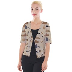 Cat Pattern Texture Animal Cropped Button Cardigan