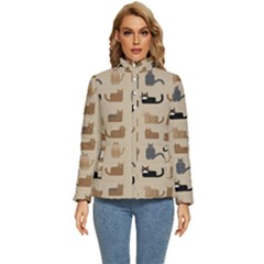 Cat Pattern Texture Animal Women s Puffer Bubble Jacket Coat by Maspions