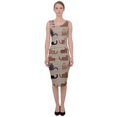 Cat Pattern Texture Animal Sleeveless Pencil Dress by Maspions