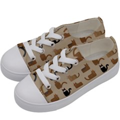 Cat Pattern Texture Animal Kids  Low Top Canvas Sneakers