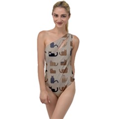 Cat Pattern Texture Animal To One Side Swimsuit