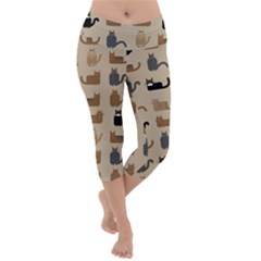 Cat Pattern Texture Animal Lightweight Velour Capri Yoga Leggings