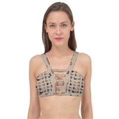 Cat Pattern Texture Animal Cage Up Bikini Top