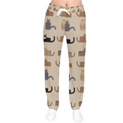 Cat Pattern Texture Animal Women Velvet Drawstring Pants