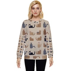 Cat Pattern Texture Animal Hidden Pocket Sweatshirt