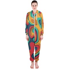 Paper Cut Abstract Pattern Hooded Jumpsuit (ladies)