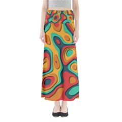 Paper Cut Abstract Pattern Full Length Maxi Skirt