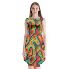 Paper Cut Abstract Pattern Sleeveless Chiffon Dress  