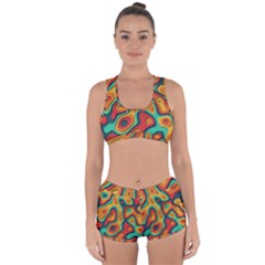 Paper Cut Abstract Pattern Racerback Boyleg Bikini Set