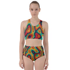 Paper Cut Abstract Pattern Racer Back Bikini Set