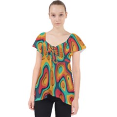 Paper Cut Abstract Pattern Lace Front Dolly Top