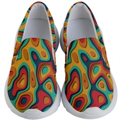 Paper Cut Abstract Pattern Kids Lightweight Slip Ons by Maspions