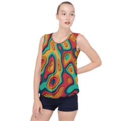 Paper Cut Abstract Pattern Bubble Hem Chiffon Tank Top