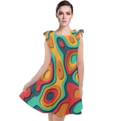 Paper Cut Abstract Pattern Tie Up Tunic Dress by Maspions