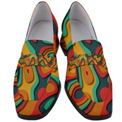 Paper Cut Abstract Pattern Women s Chunky Heel Loafers