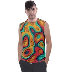 Paper Cut Abstract Pattern Men s Regular Tank Top